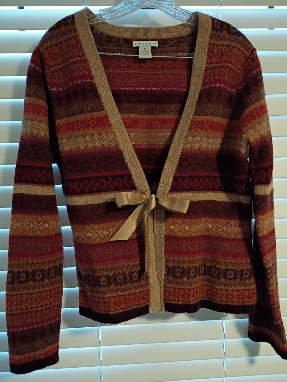 Tweeds fair Isle open tie front sweater